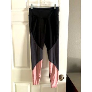 H&m Women Pink Black Space Dye Workout Yoga Tights Leggings Size Medium​